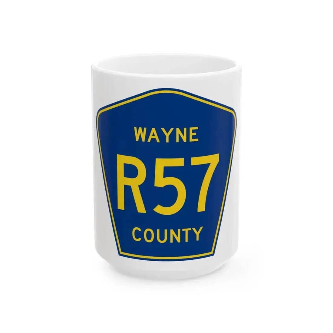 Wayne County Route R57 IA (Iowa) (Road Sign) White Coffee Mug 15oz - Go Mug Yourself