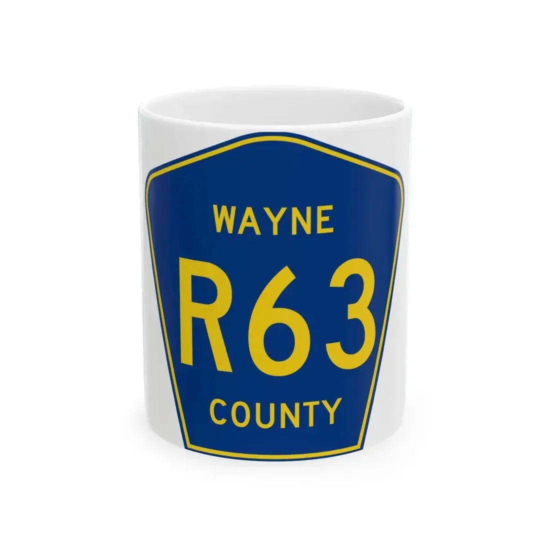Wayne County Route R63 IA (Iowa) (Road Sign) White Coffee Mug 11oz - Go Mug Yourself