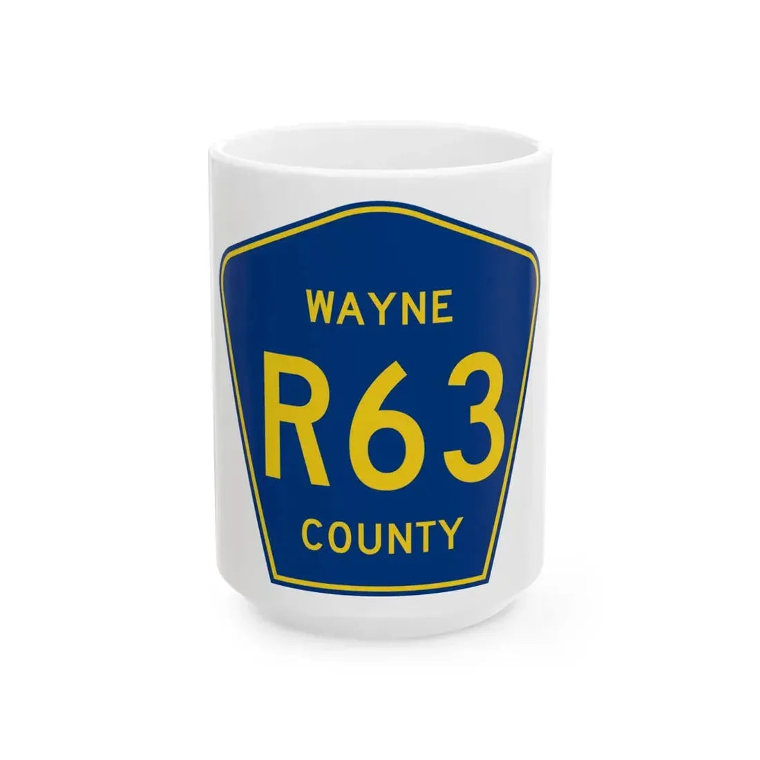 Wayne County Route R63 IA (Iowa) (Road Sign) White Coffee Mug 15oz - Go Mug Yourself