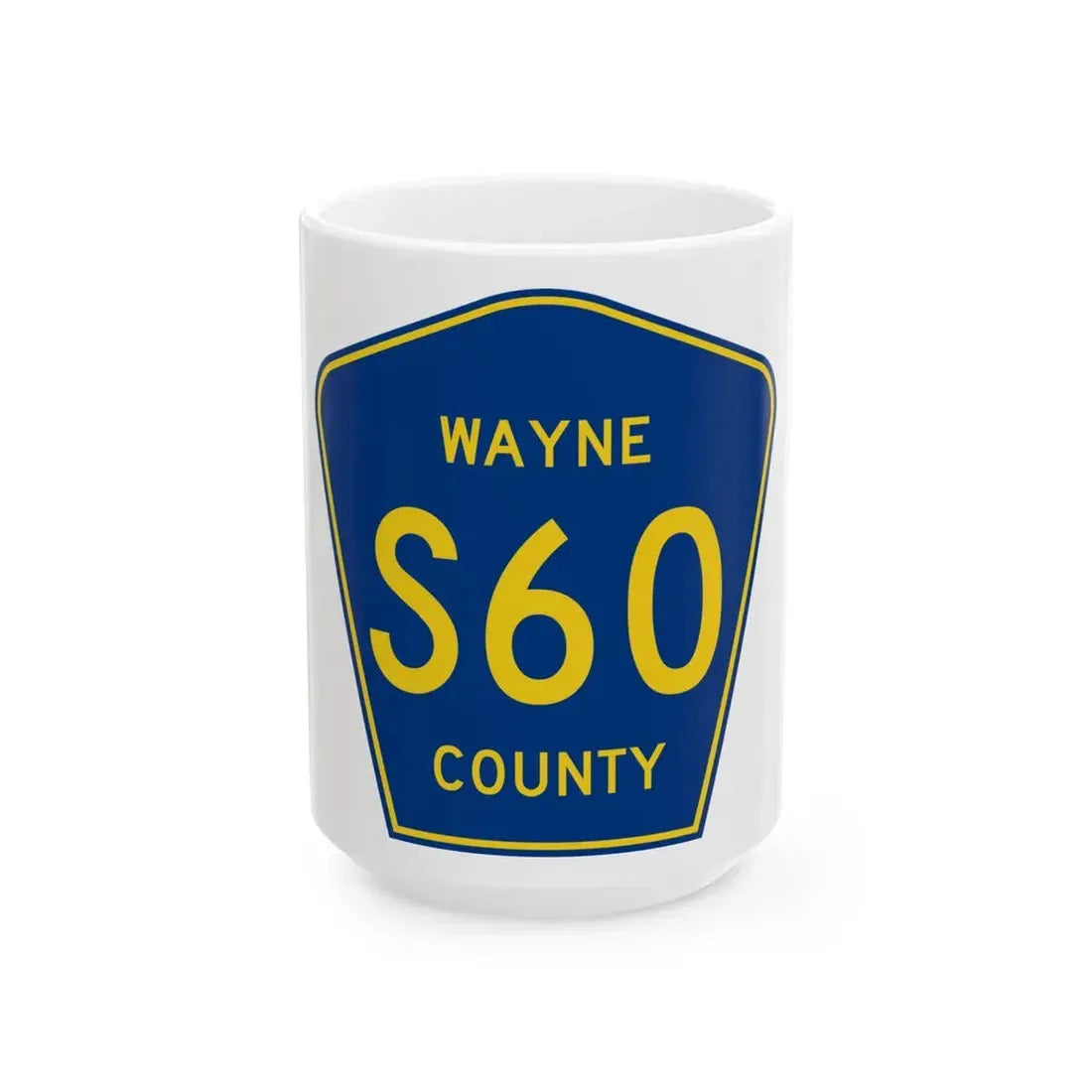 Wayne County Route S60 IA (Iowa) (Road Sign) White Coffee Mug 15oz - Go Mug Yourself