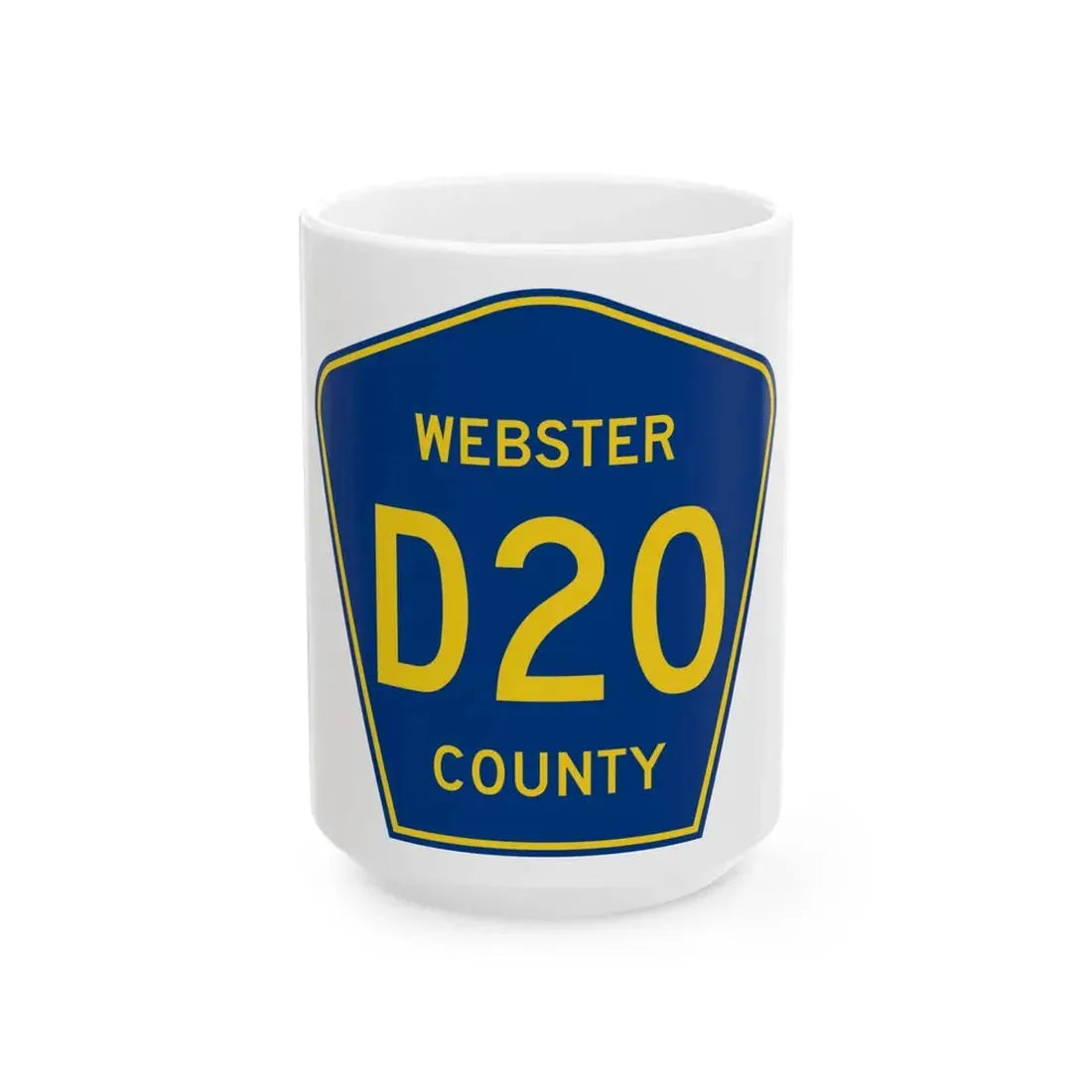 Webster County Route D20 IA (Iowa) (Road Sign) White Coffee Mug 15oz - Go Mug Yourself