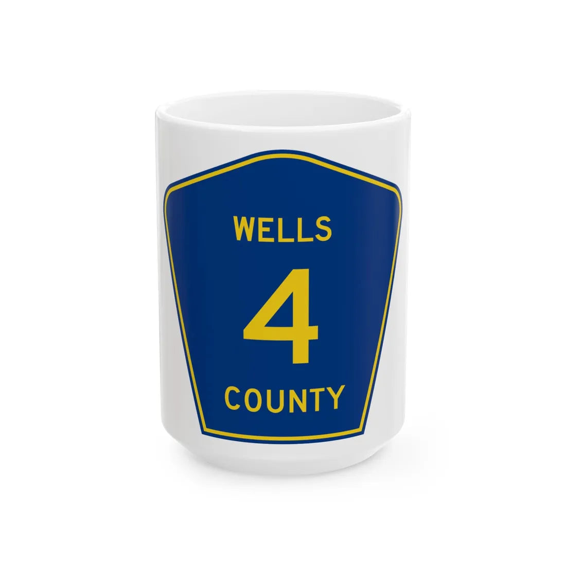 Wells County Route 4 ND (North Dakota) (Road Sign) White Coffee Mug 15oz - Go Mug Yourself