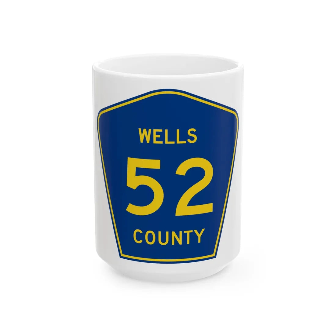 Wells County Route 52 ND (North Dakota) (Road Sign) White Coffee Mug 15oz - Go Mug Yourself