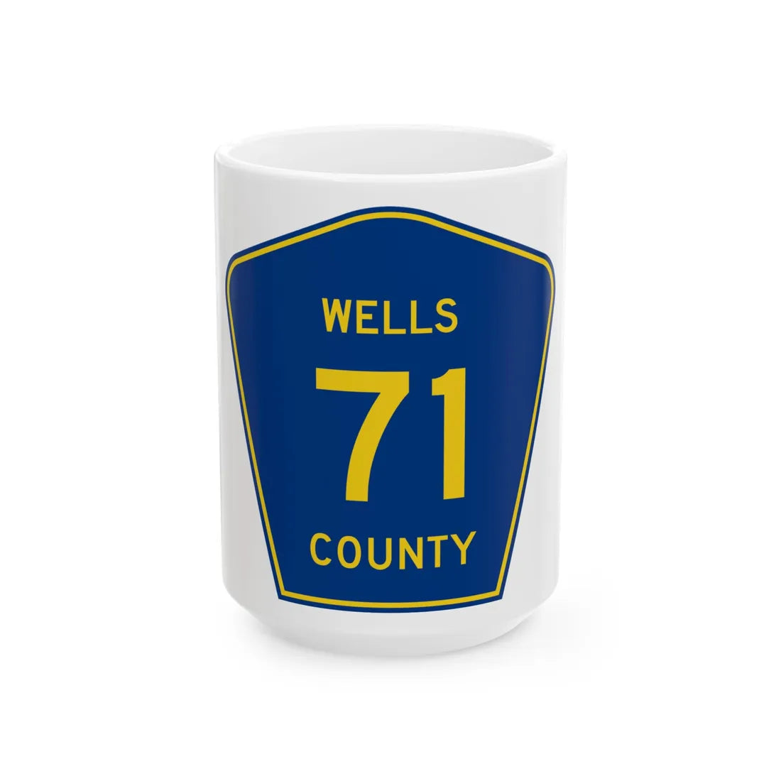 Wells County Route 71 ND (North Dakota) (Road Sign) White Coffee Mug 15oz - Go Mug Yourself