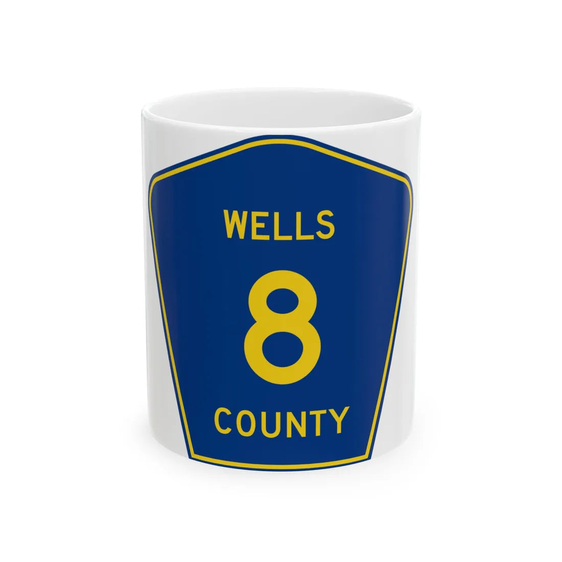 Wells County Route 8 ND (North Dakota) (Road Sign) White Coffee Mug 11oz - Go Mug Yourself