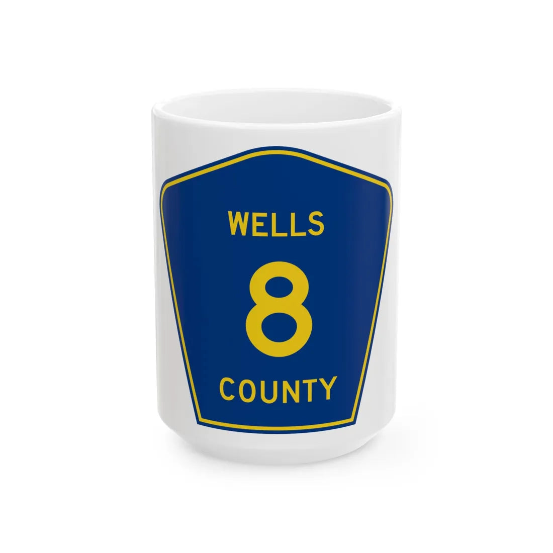 Wells County Route 8 ND (North Dakota) (Road Sign) White Coffee Mug 15oz - Go Mug Yourself