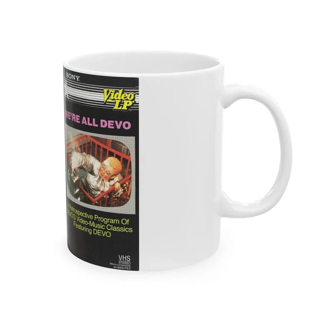 WERE ALL DEVO (VHS COVER) - White Coffee Mug - Go Mug Yourself