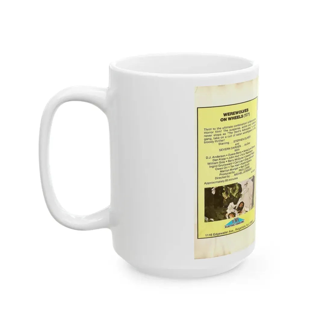 WEREWOLVES ON WHEELS EVI ELECTRIC VIDEO INC (VHS COVER) - White Coffee Mug - Go Mug Yourself
