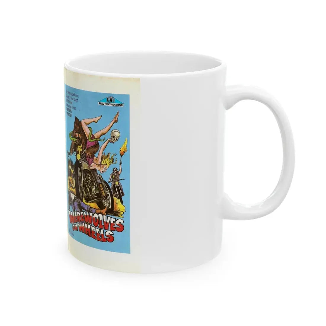 WEREWOLVES ON WHEELS EVI ELECTRIC VIDEO INC (VHS COVER) - White Coffee Mug - Go Mug Yourself