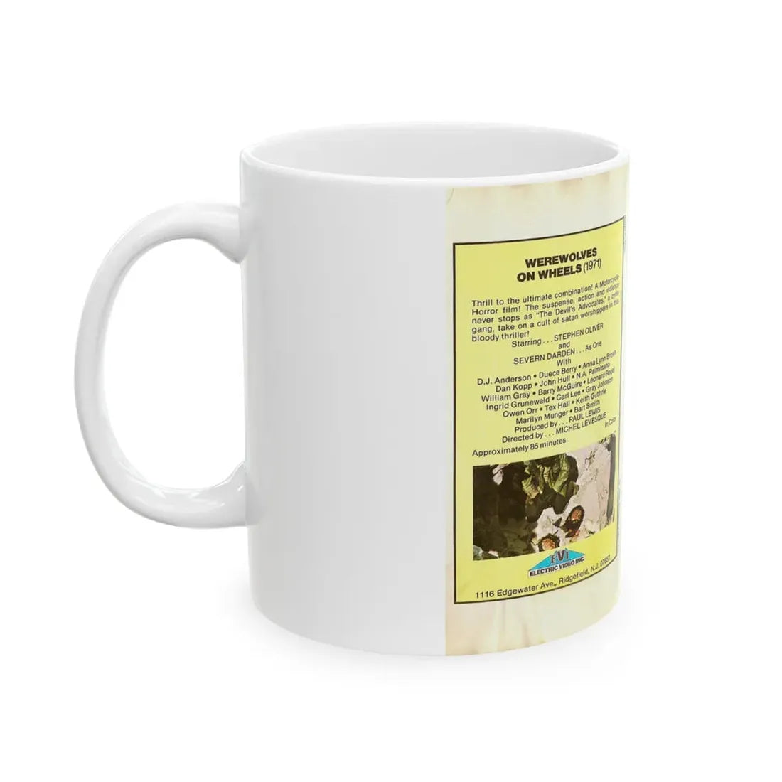 WEREWOLVES ON WHEELS EVI ELECTRIC VIDEO INC (VHS COVER) - White Coffee Mug - Go Mug Yourself