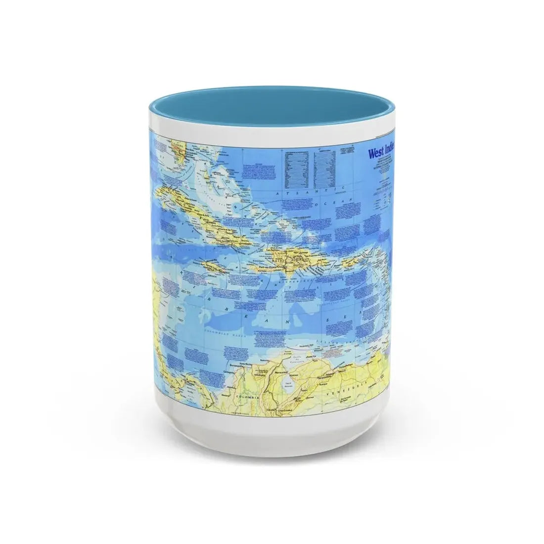 West Indies 1 (1987) (Map) Accent Coffee Mug 15oz Light Blue - Go Mug Yourself