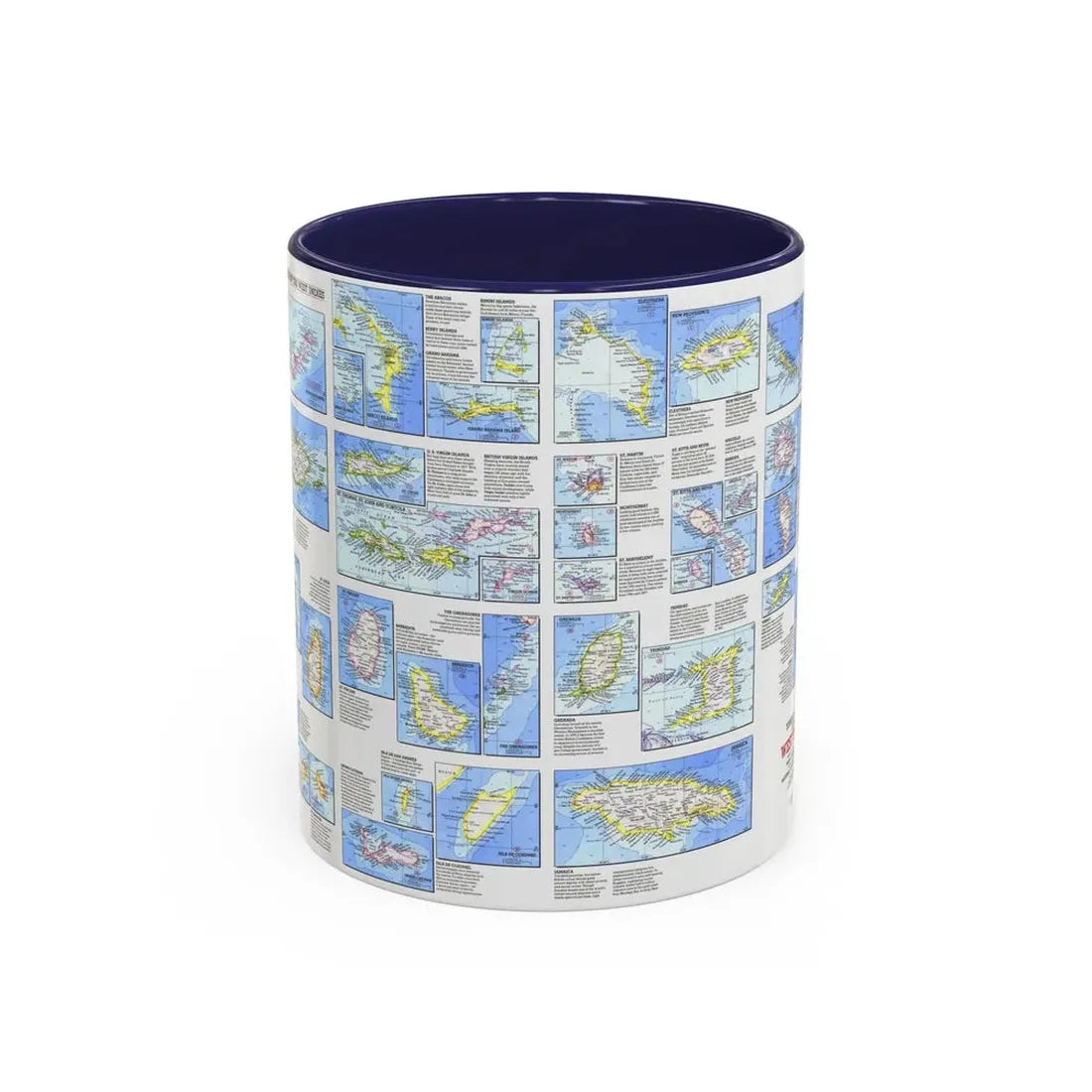 West Indies - Tourist Islands (1981) (Map) Accent Coffee Mug 11oz Navy - Go Mug Yourself