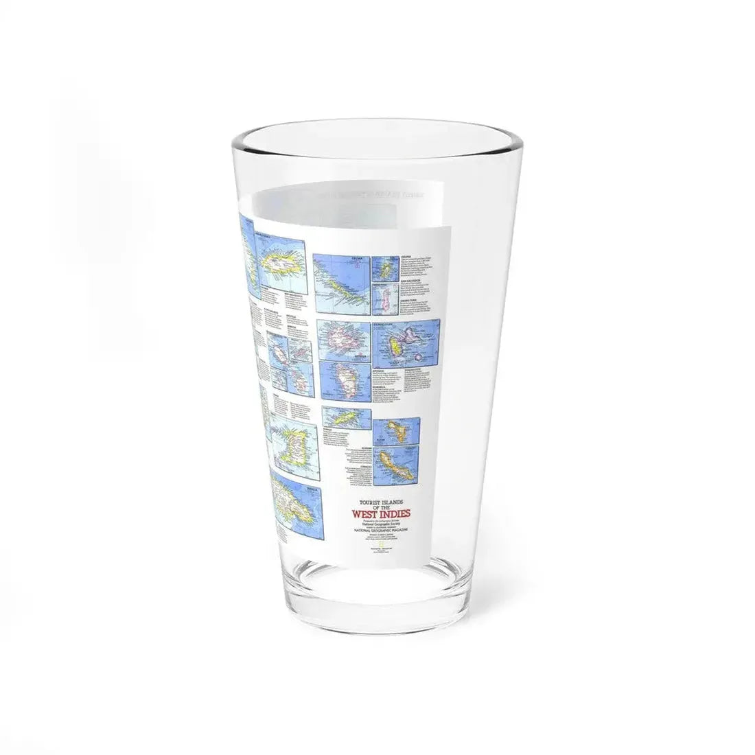West Indies - Tourist Islands (1981) (Map) Pint Glass 16oz - Go Mug Yourself