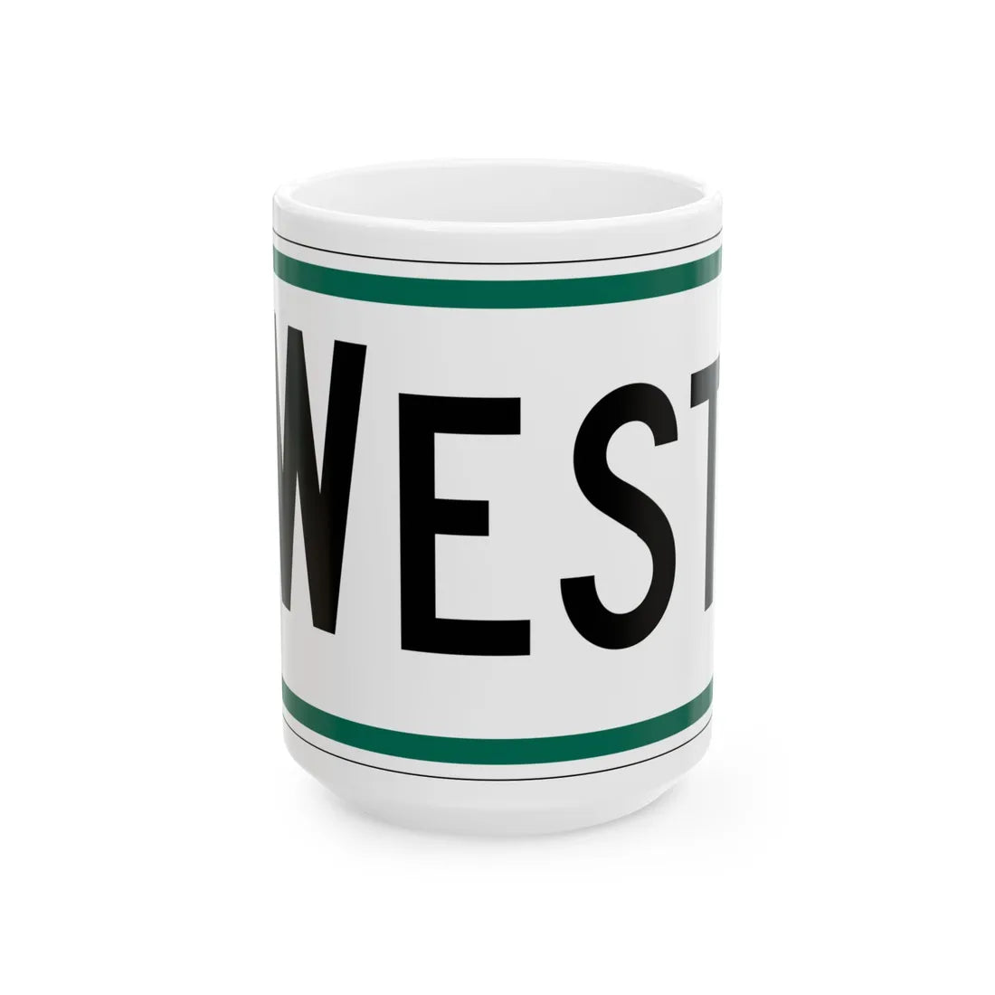West plate South Dakota (South Dakota) (Road Sign) White Coffee Mug 15oz - Go Mug Yourself
