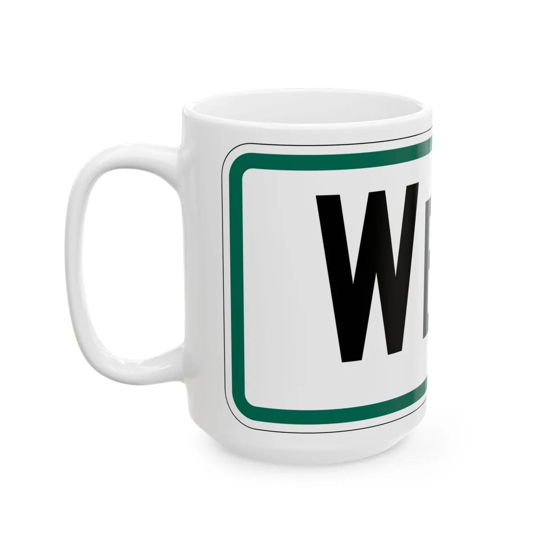 West plate South Dakota (South Dakota) (Road Sign) White Coffee Mug - Go Mug Yourself