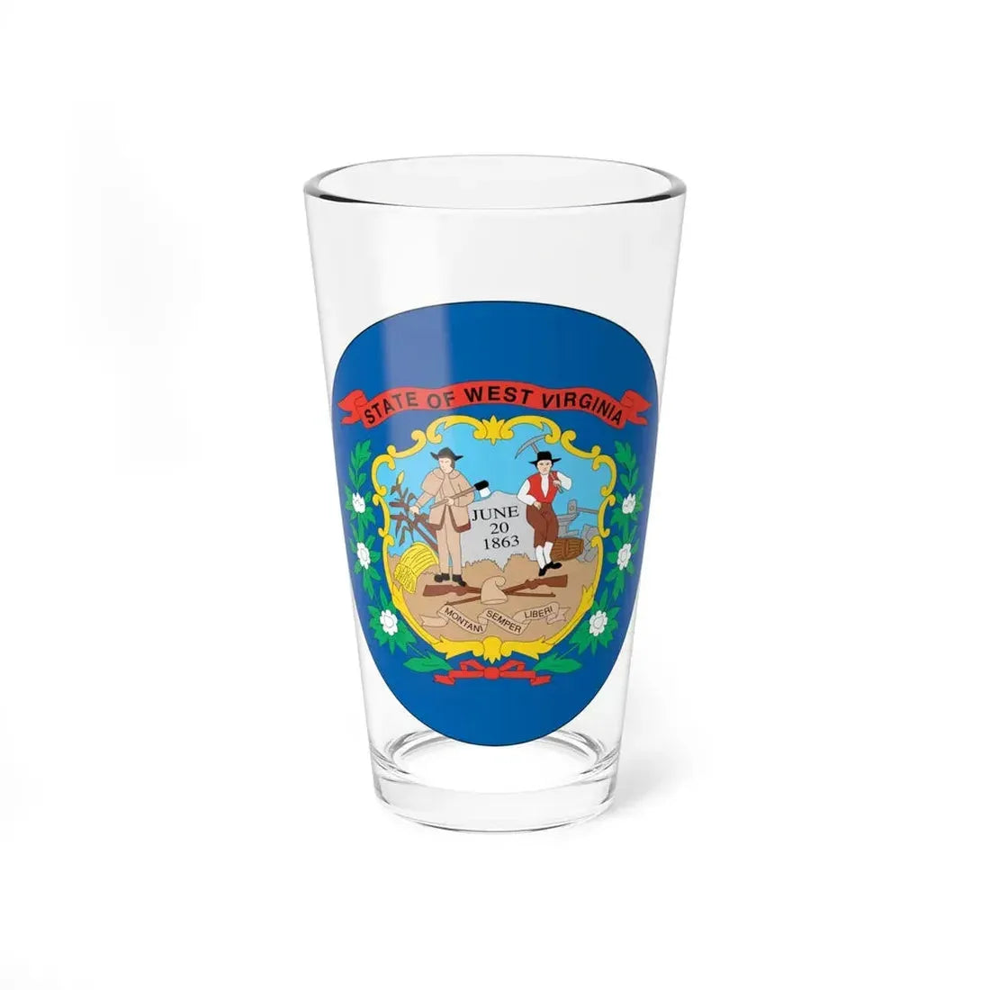 West Virginia State Seal NARA - Pint Glass 16oz 16oz - Go Mug Yourself