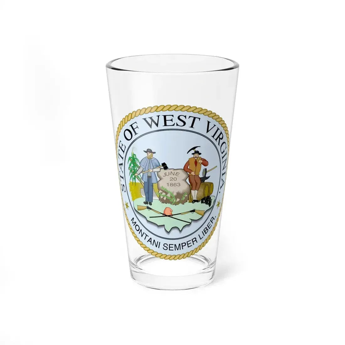West Virginia State Seal - Pint Glass 16oz 16oz - Go Mug Yourself