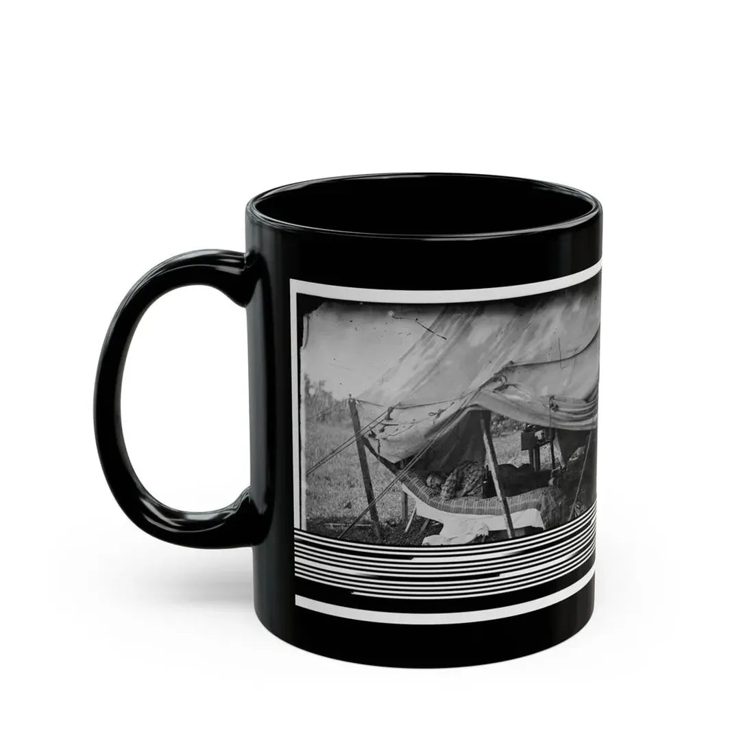 Westover Landing, Va. Lt. Col. Samuel W. Owen, 3d Pennsylvania Cavalry, Caught Napping (U.S. Civil War) Black Coffee Mug - Go Mug Yourself