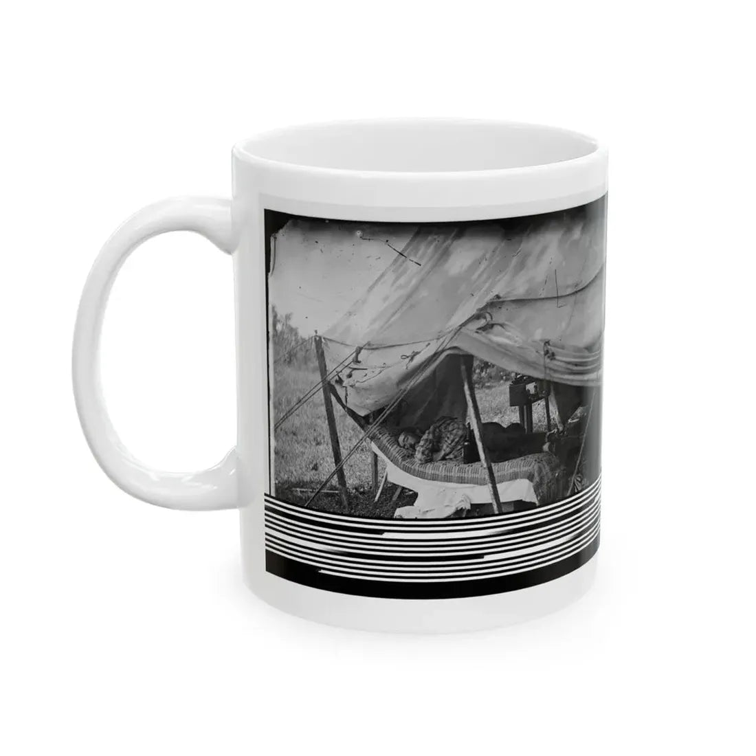 Westover Landing, Va. Lt. Col. Samuel W. Owen, 3d Pennsylvania Cavalry, Caught Napping (U.S. Civil War) White Coffee Mug - Go Mug Yourself