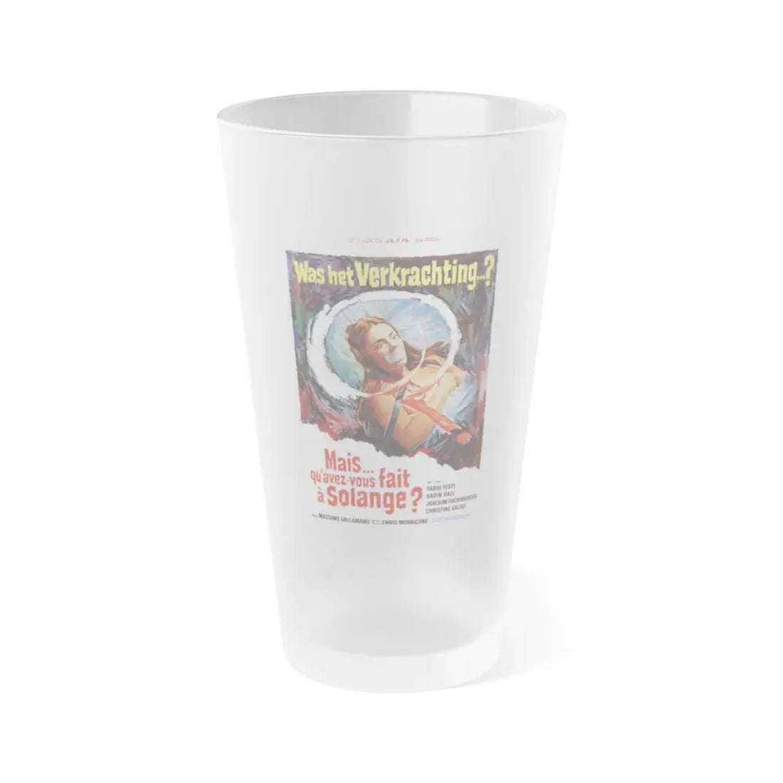 WHAT HAVE YOU DONE TO SOLANGE (BELGIAN) 1972 Movie Poster - Frosted Pint Glass 16oz 16oz Frosted - Go Mug Yourself