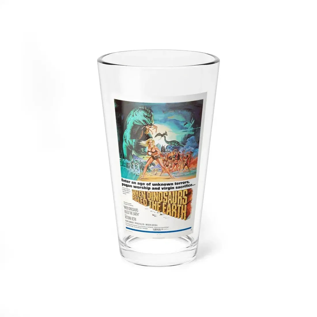 WHEN DINOSAURS RULED THE EARTH 1970 Movie Poster - Pint Glass 16oz 16oz - Go Mug Yourself
