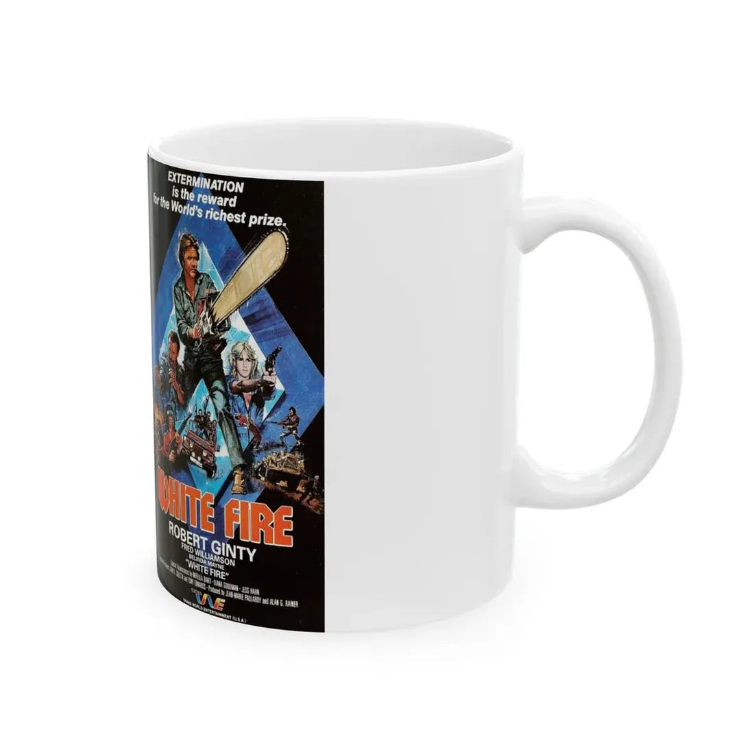 WHITE FIRE WITH ROBERT GINTY (VHS COVER) - White Coffee Mug - Go Mug Yourself