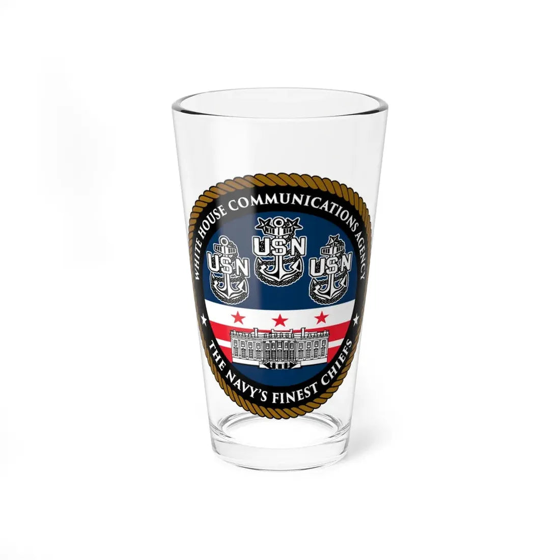 White House Communications (U.S. Navy) Pint Glass 16oz 16oz - Go Mug Yourself