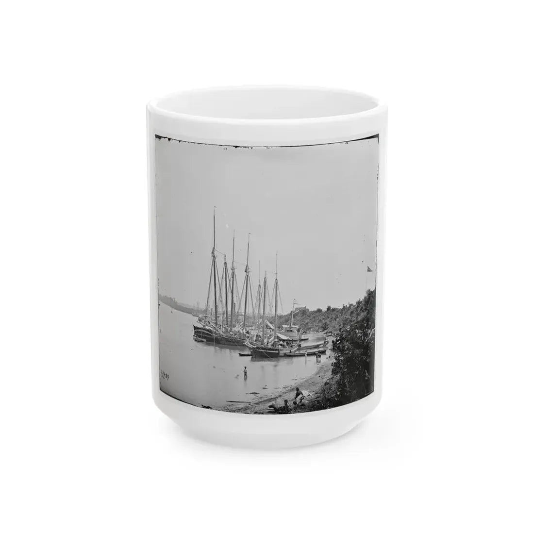 White House Landing, Va. View Down River, With Supply Vessels (U.S. Civil War) White Coffee Mug 15oz - Go Mug Yourself