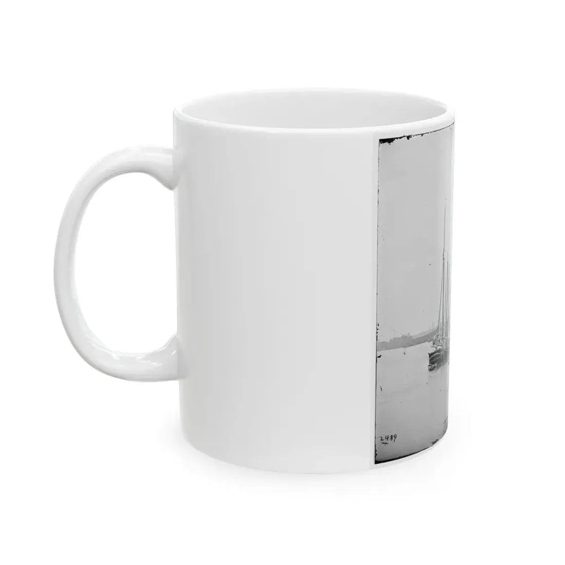 White House Landing, Va. View Down River, With Supply Vessels (U.S. Civil War) White Coffee Mug - Go Mug Yourself