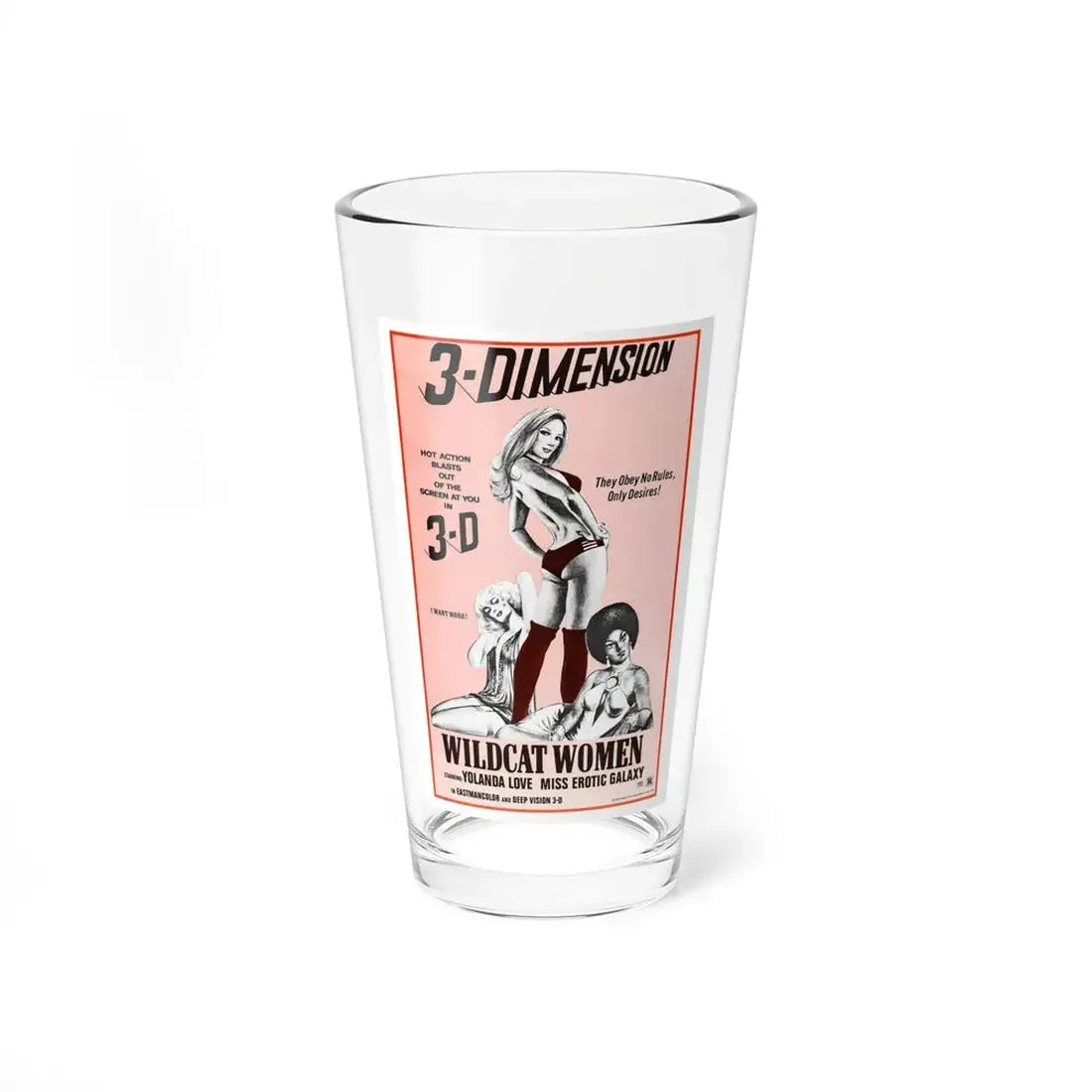 WILDCAT WOMEN (BLACK LOLITA) 1975 Movie Poster - Pint Glass 16oz 16oz - Go Mug Yourself