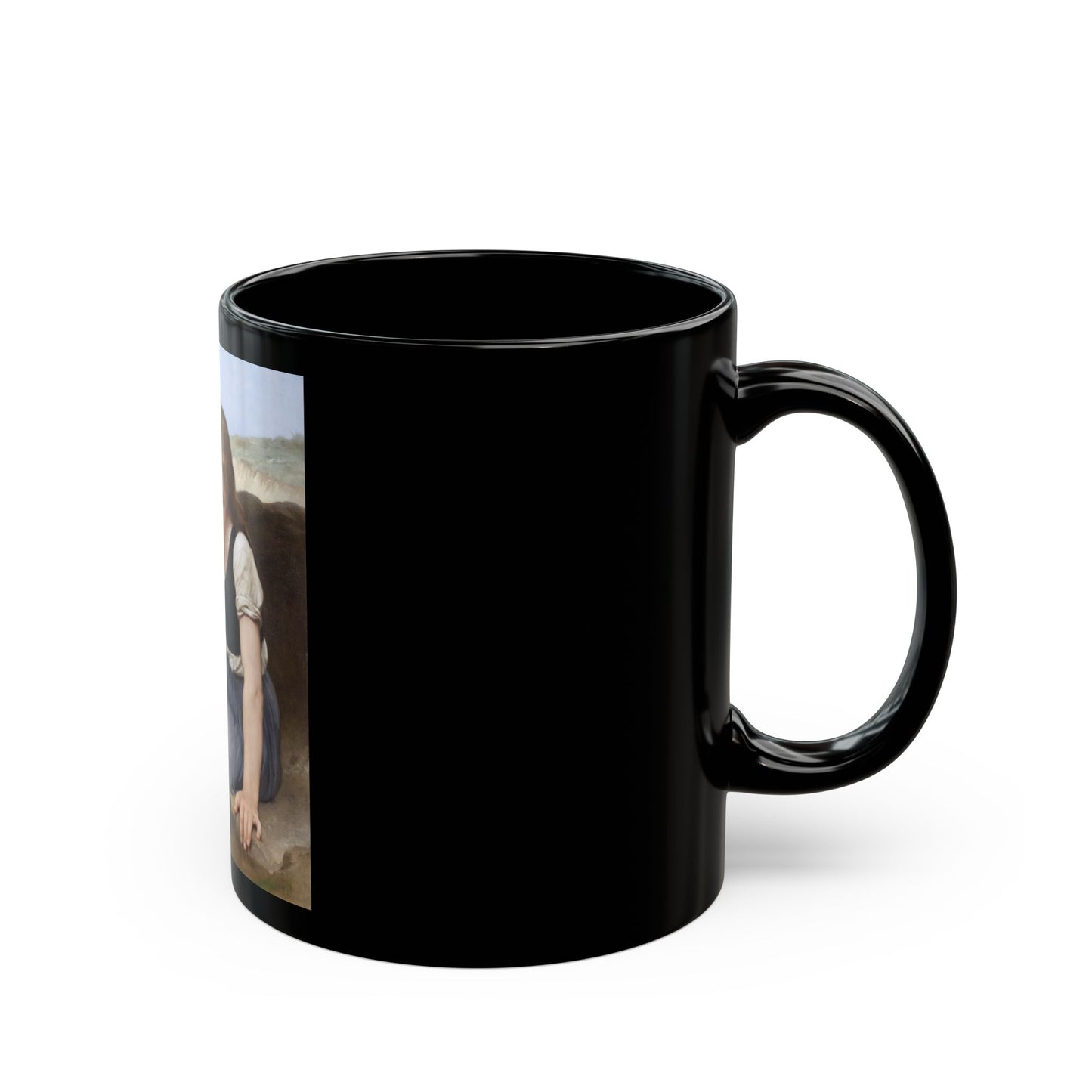 William Adolphe Bouguereau (1825-1905) Le Crabe - Black Coffee Mug-Go Mug Yourself