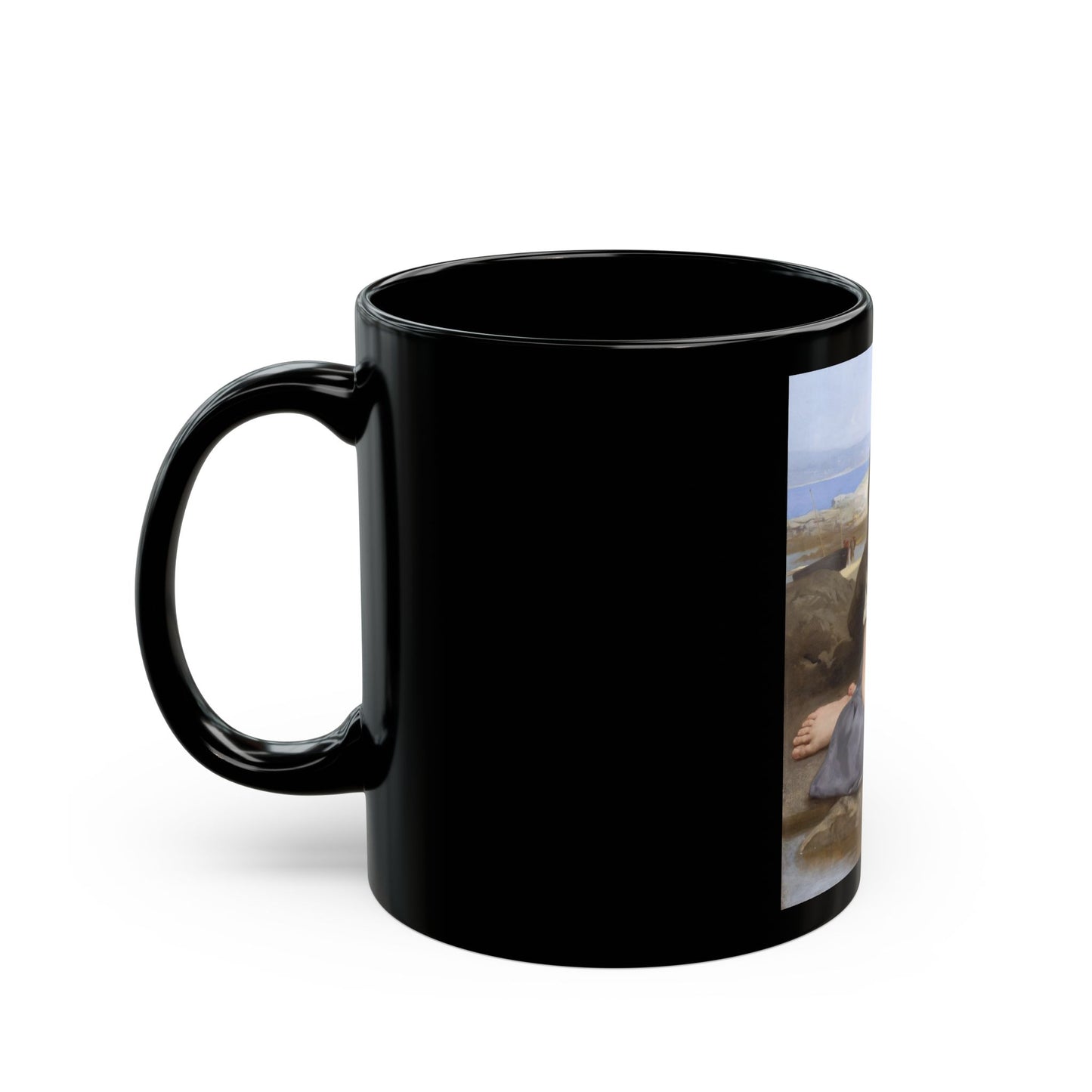 William Adolphe Bouguereau (1825-1905) Le Crabe - Black Coffee Mug-Go Mug Yourself