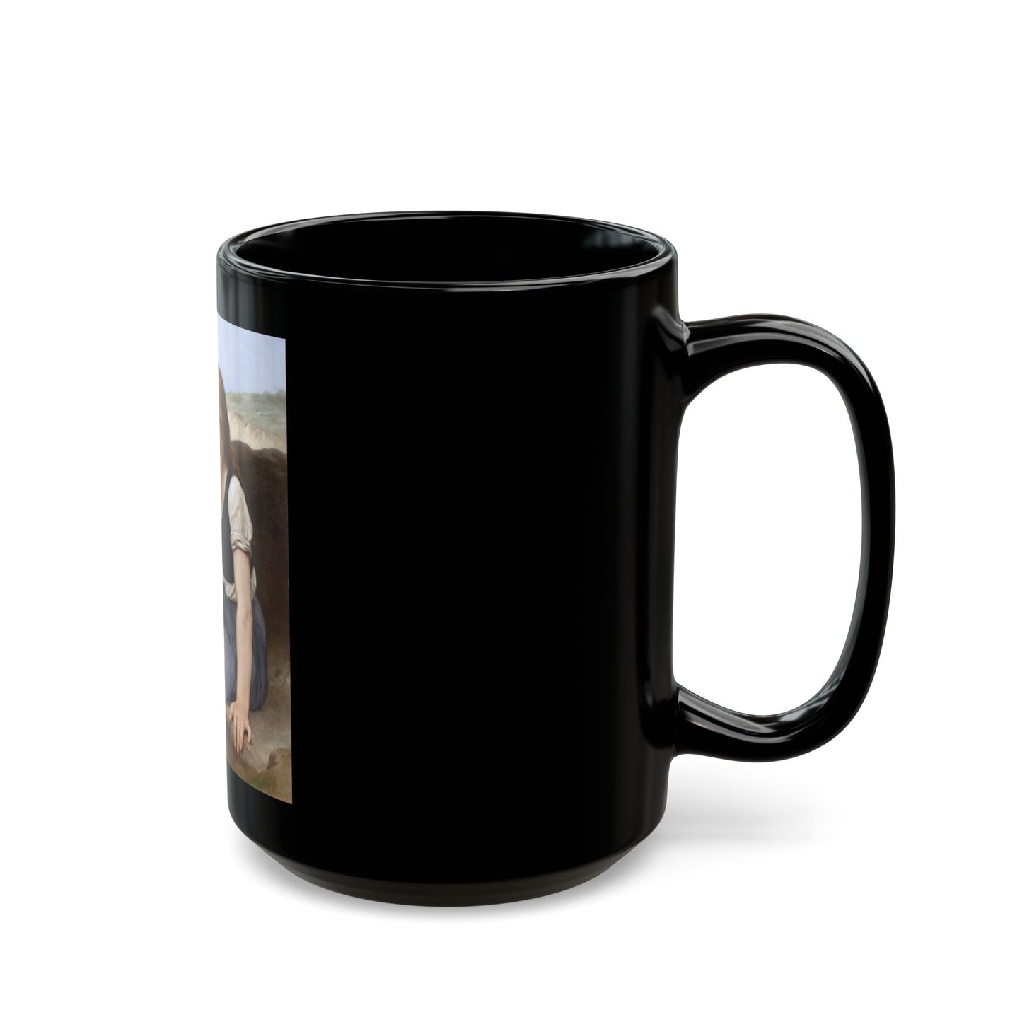 William Adolphe Bouguereau (1825-1905) Le Crabe - Black Coffee Mug-Go Mug Yourself