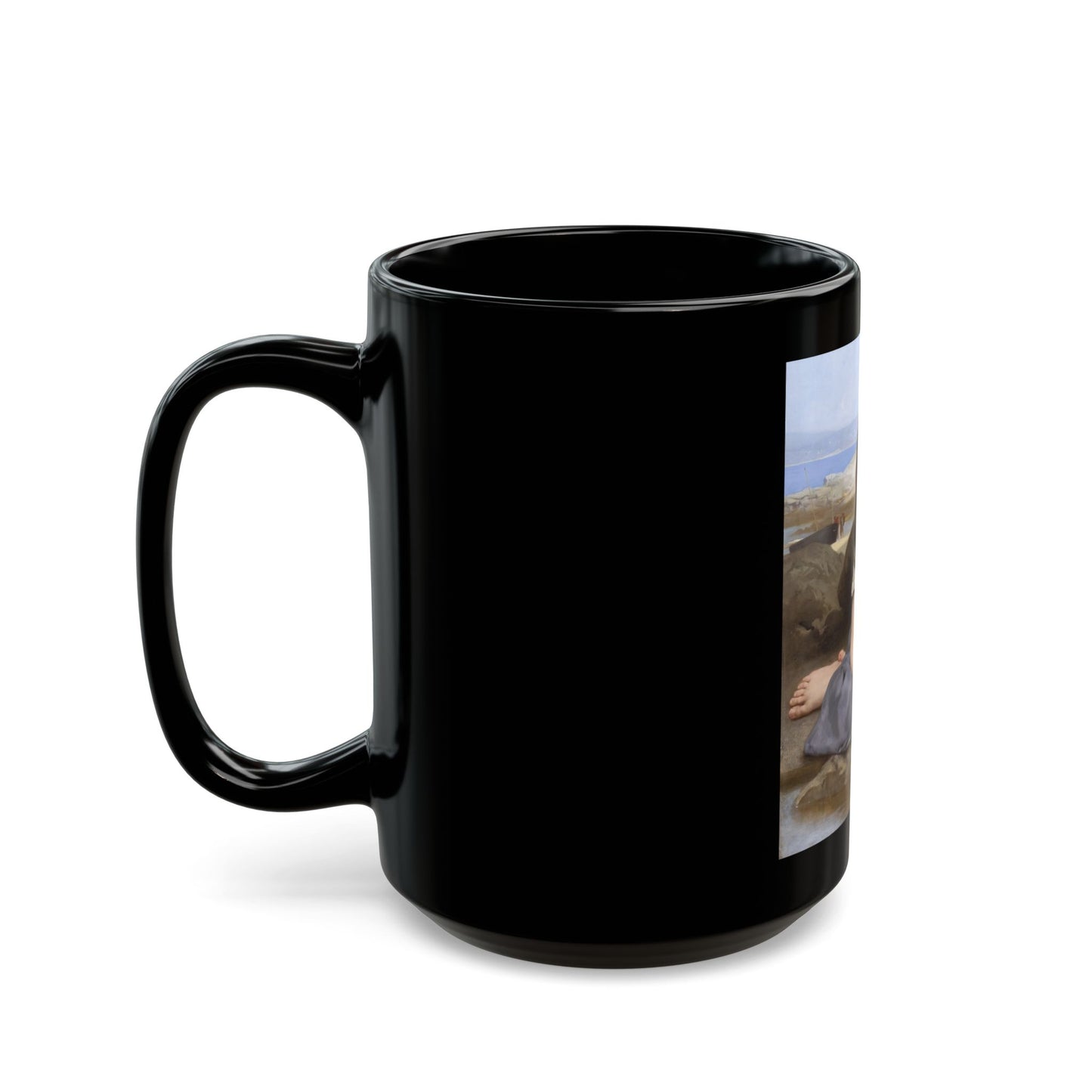 William Adolphe Bouguereau (1825-1905) Le Crabe - Black Coffee Mug-Go Mug Yourself
