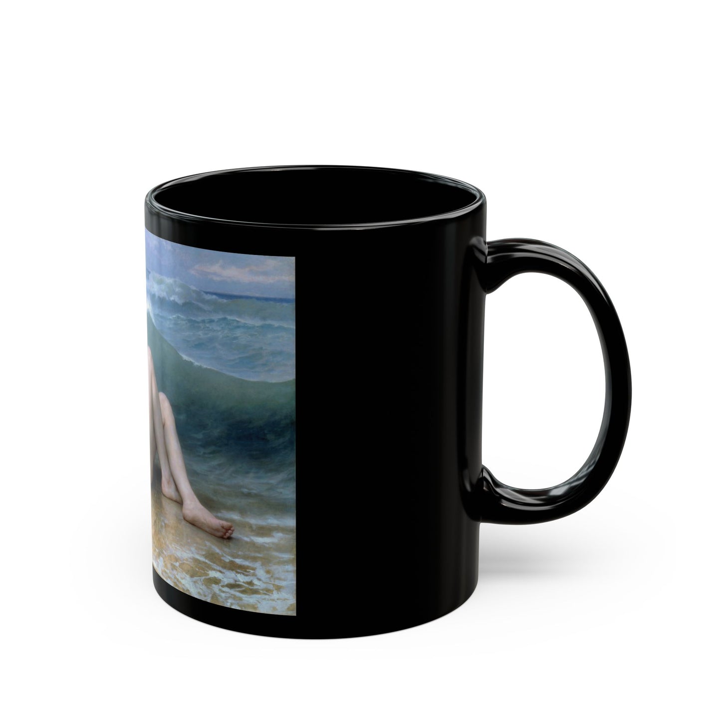 William Adolphe Bouguereau (1825-1905) The Wave - Black Coffee Mug-Go Mug Yourself
