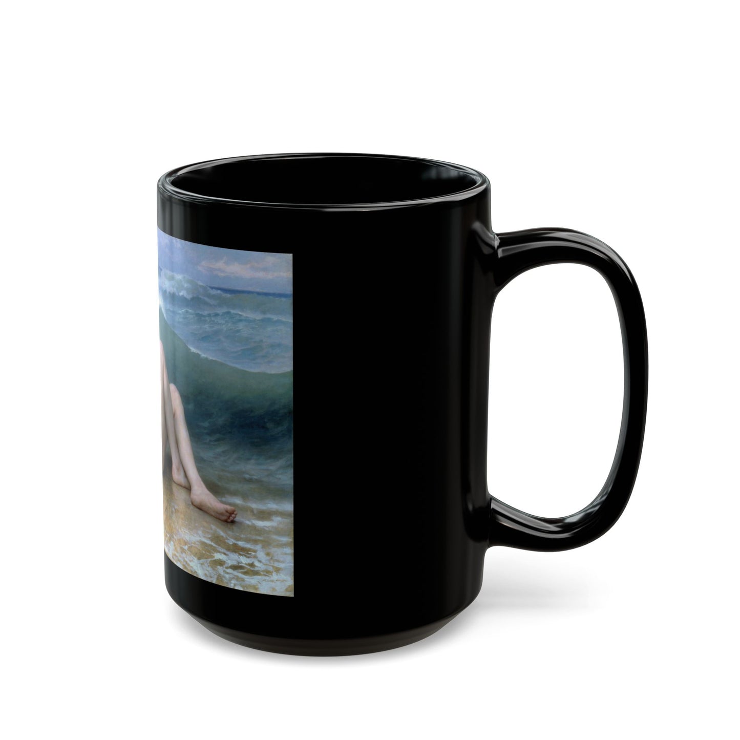 William Adolphe Bouguereau (1825-1905) The Wave - Black Coffee Mug-Go Mug Yourself
