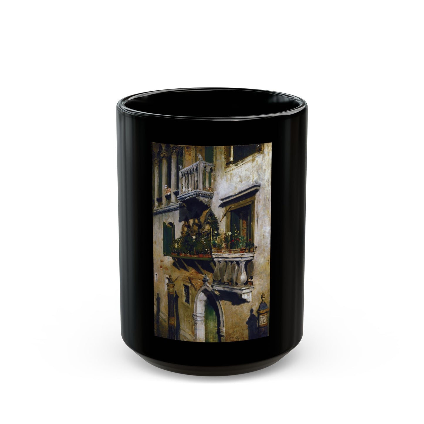 William Merritt Chase (1849-1916) Venice - 1877 - Black Coffee Mug-15oz-Go Mug Yourself