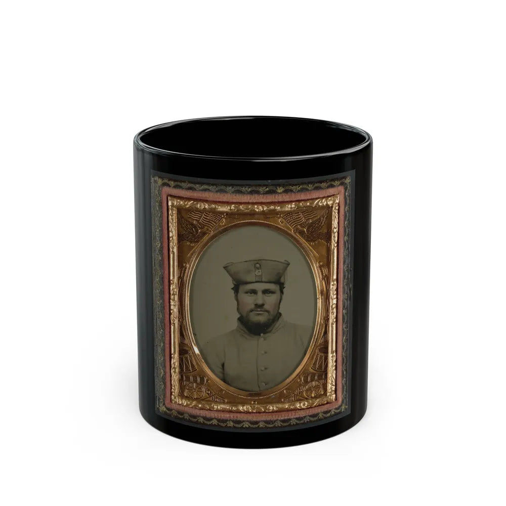 William W. Smith Of Company G And Company K, 4th Massachusetts Infantry Regiment In Uniform And Tricorn Hat (U.S. Civil War) Black Coffee Mug-11oz-Go Mug Yourself