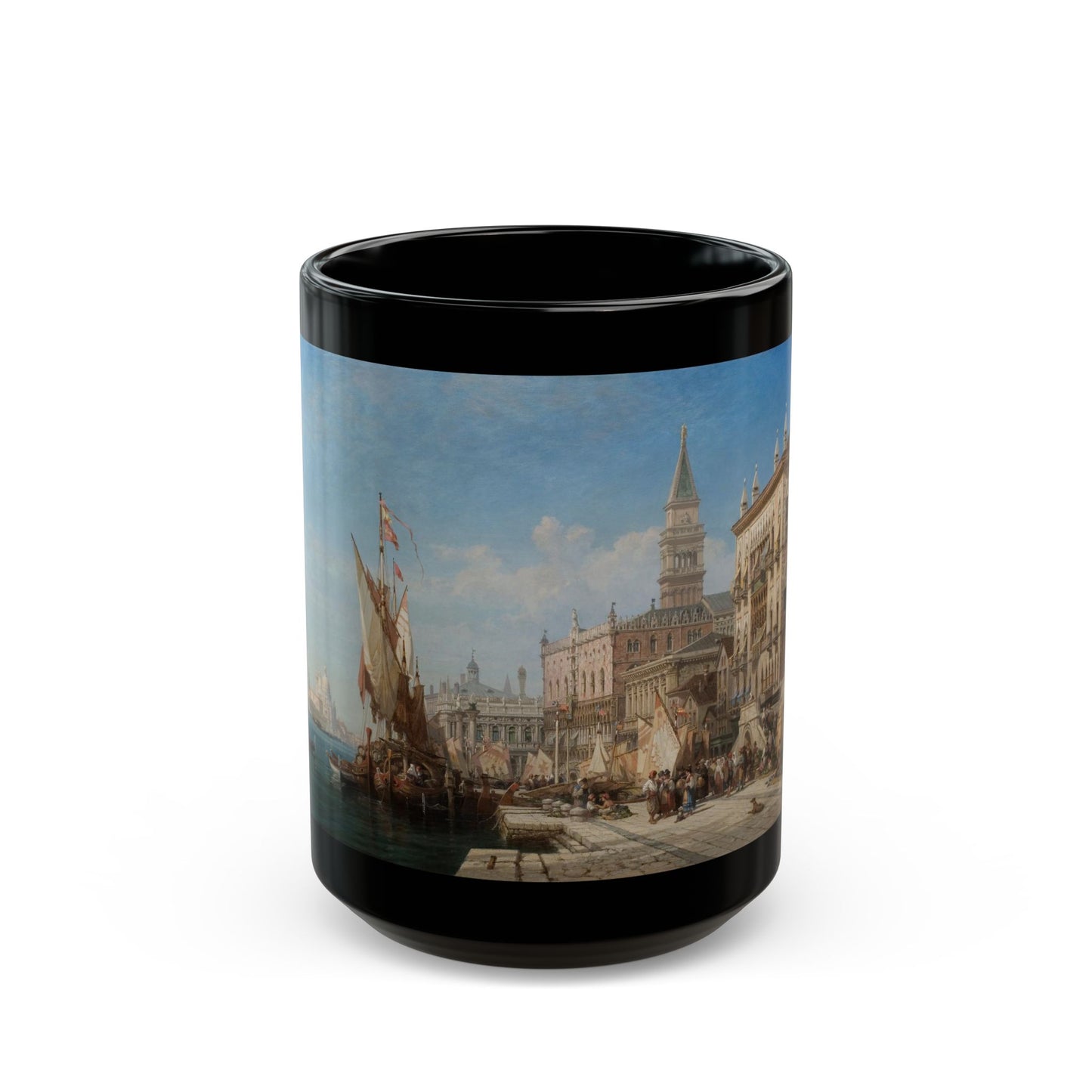 William Wyld (1806-1889) Riva Degli Schiavoni - Black Coffee Mug-15oz-Go Mug Yourself