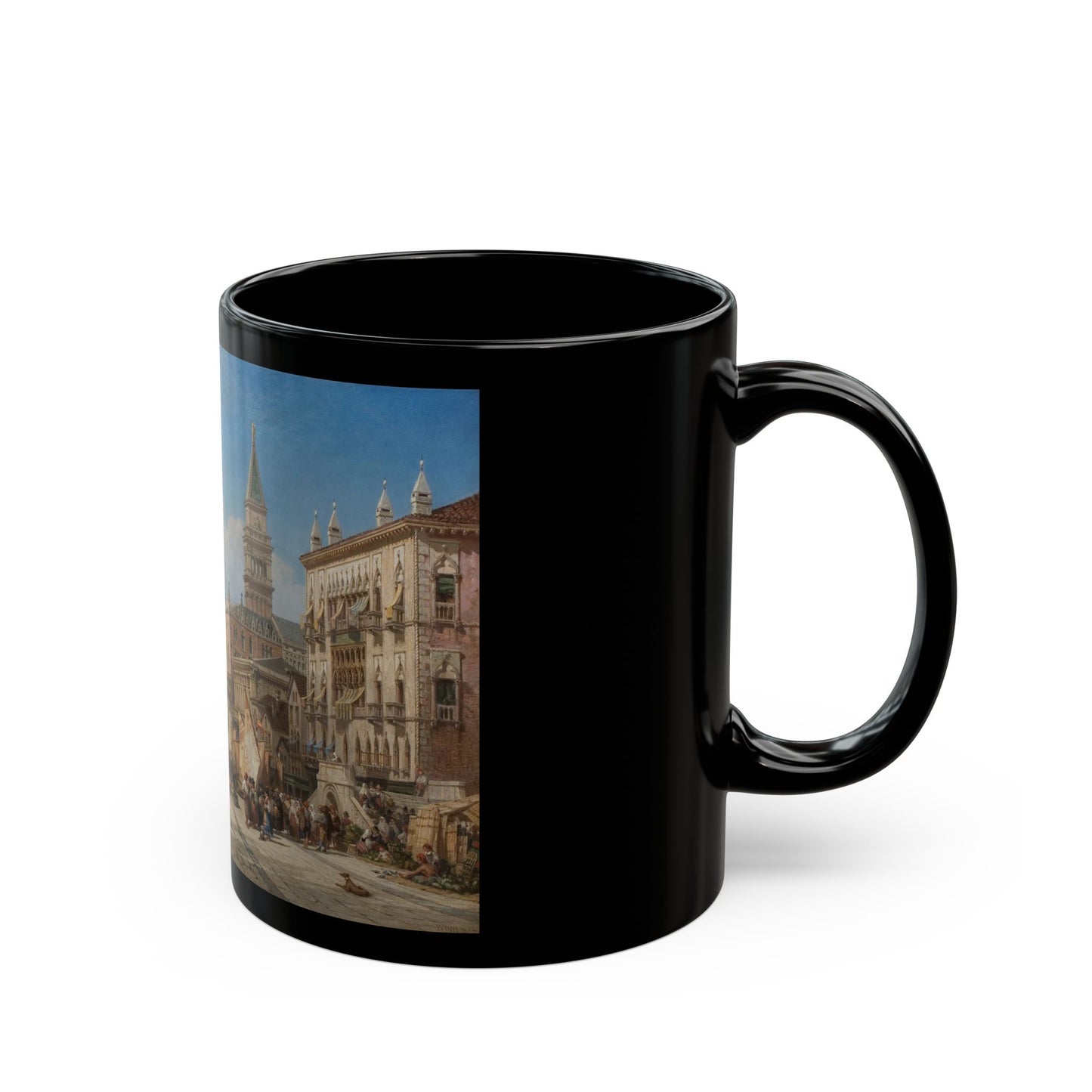 William Wyld (1806-1889) Riva Degli Schiavoni - Black Coffee Mug-Go Mug Yourself