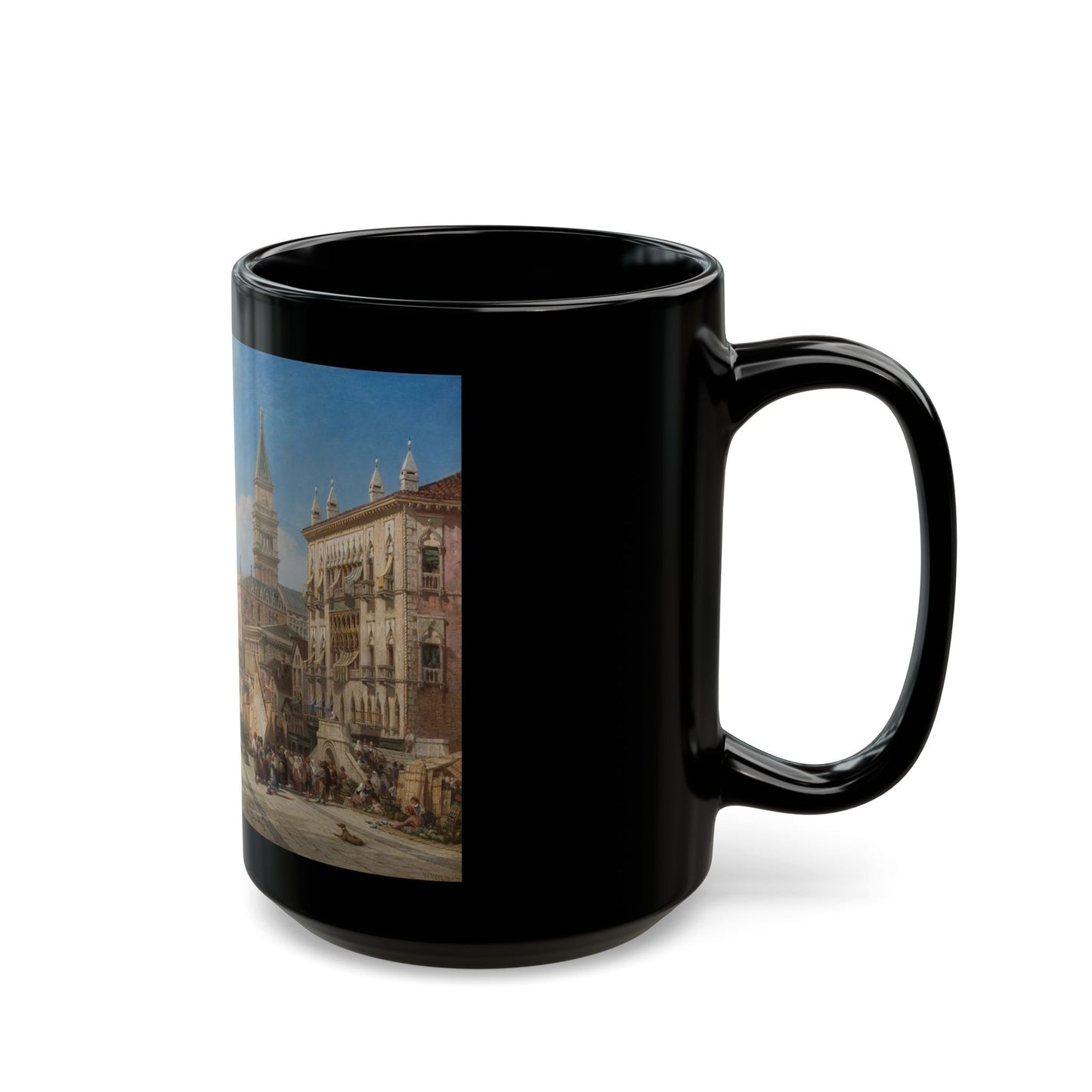 William Wyld (1806-1889) Riva Degli Schiavoni - Black Coffee Mug-Go Mug Yourself