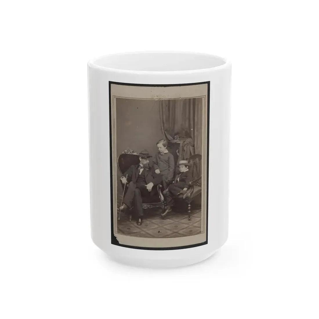 Willie And Tad Lincoln, Sons Of President Abraham Lincoln, With Their Cousin Lockwood Todd (U.S. Civil War) White Coffee Mug 15oz - Go Mug Yourself