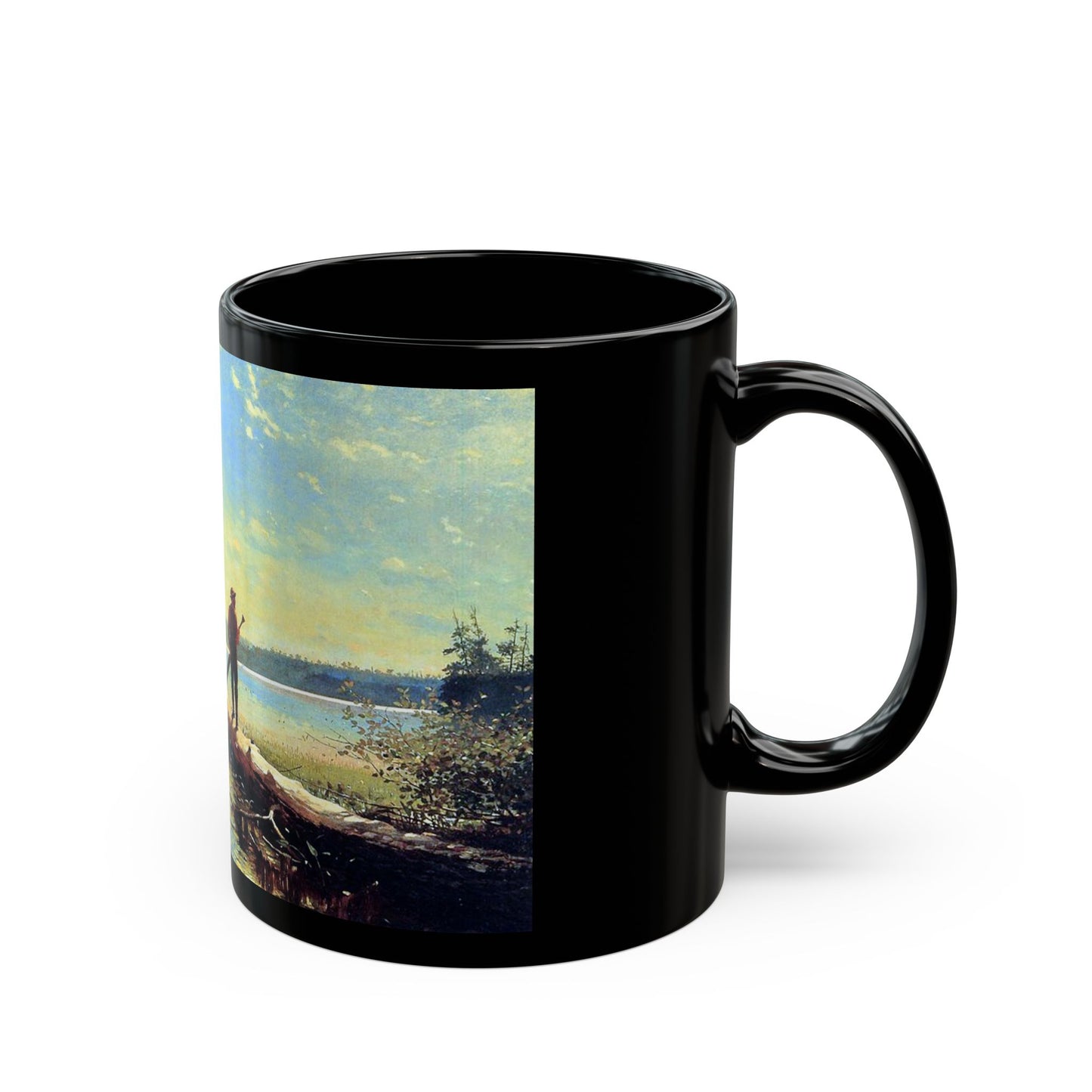 Winslow Homer (1836-1910) An Adirondack Lake - Black Coffee Mug-Go Mug Yourself