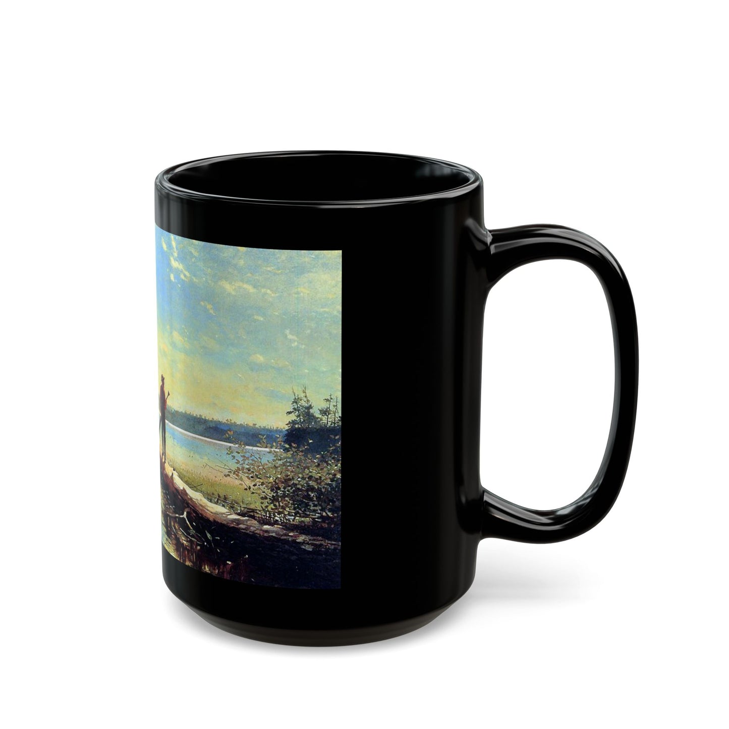 Winslow Homer (1836-1910) An Adirondack Lake - Black Coffee Mug-Go Mug Yourself