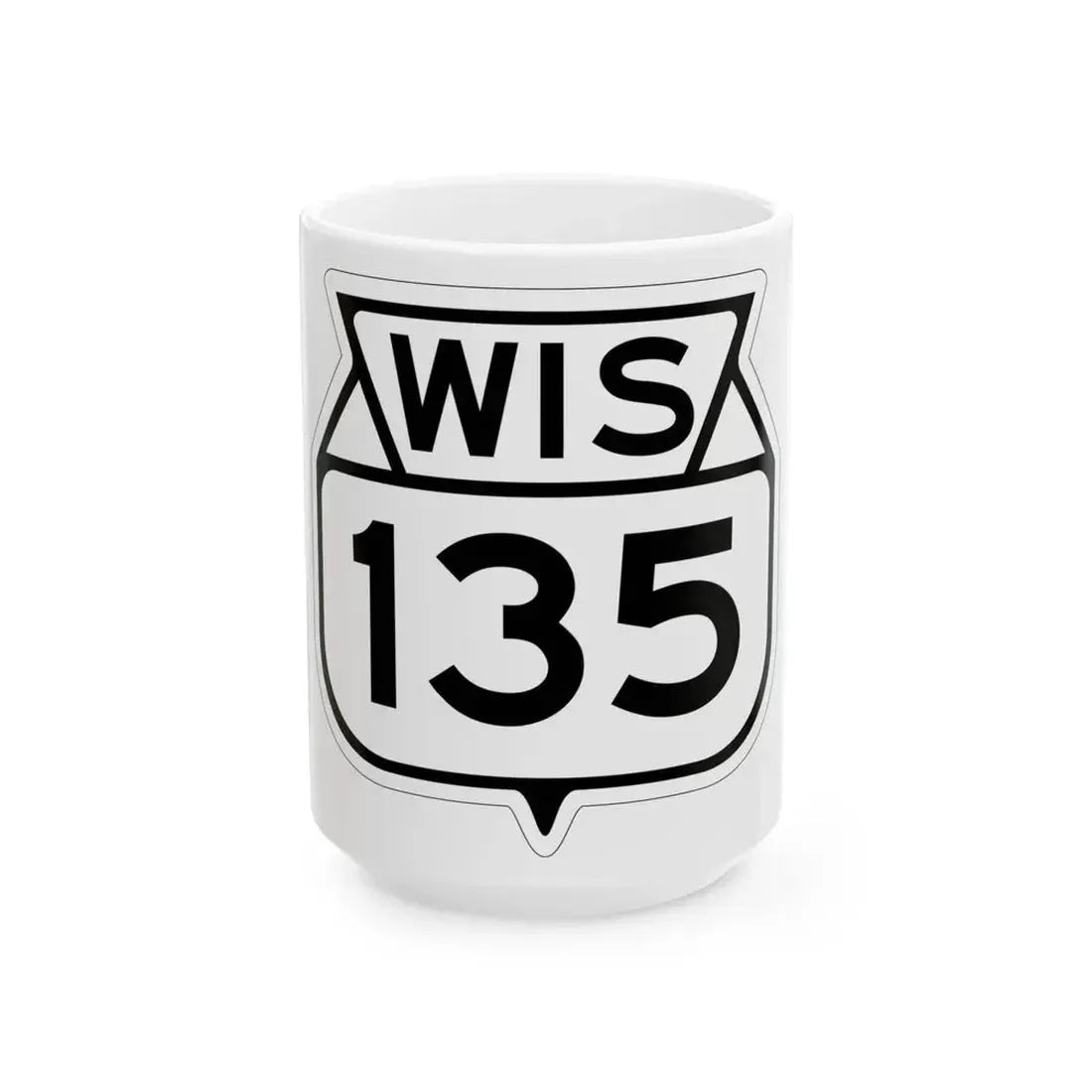 WIS 135 1949 (Wisconsin) (Road Sign) White Coffee Mug 15oz - Go Mug Yourself