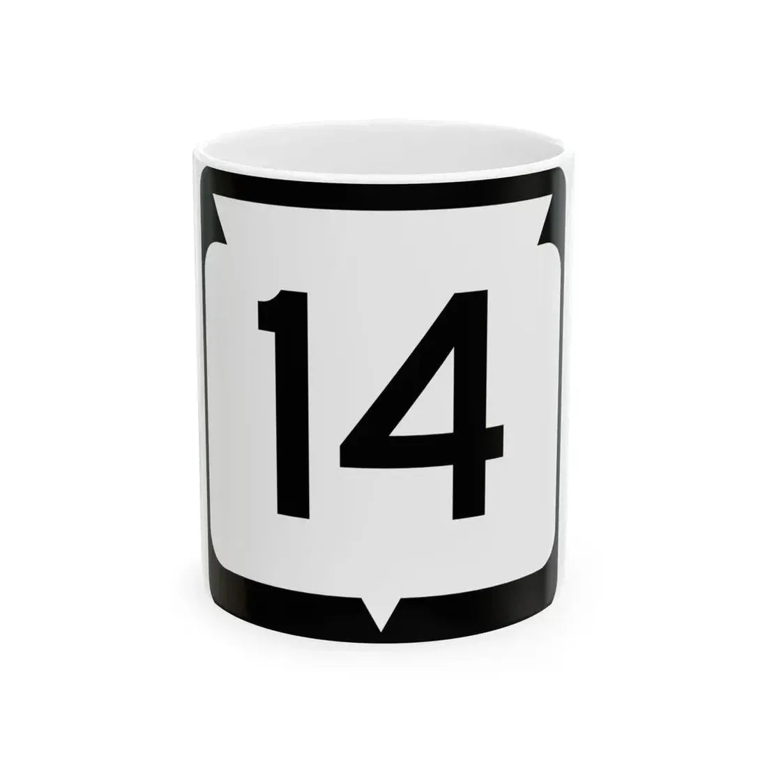 WIS 14 (Wisconsin) (Road Sign) White Coffee Mug 11oz - Go Mug Yourself