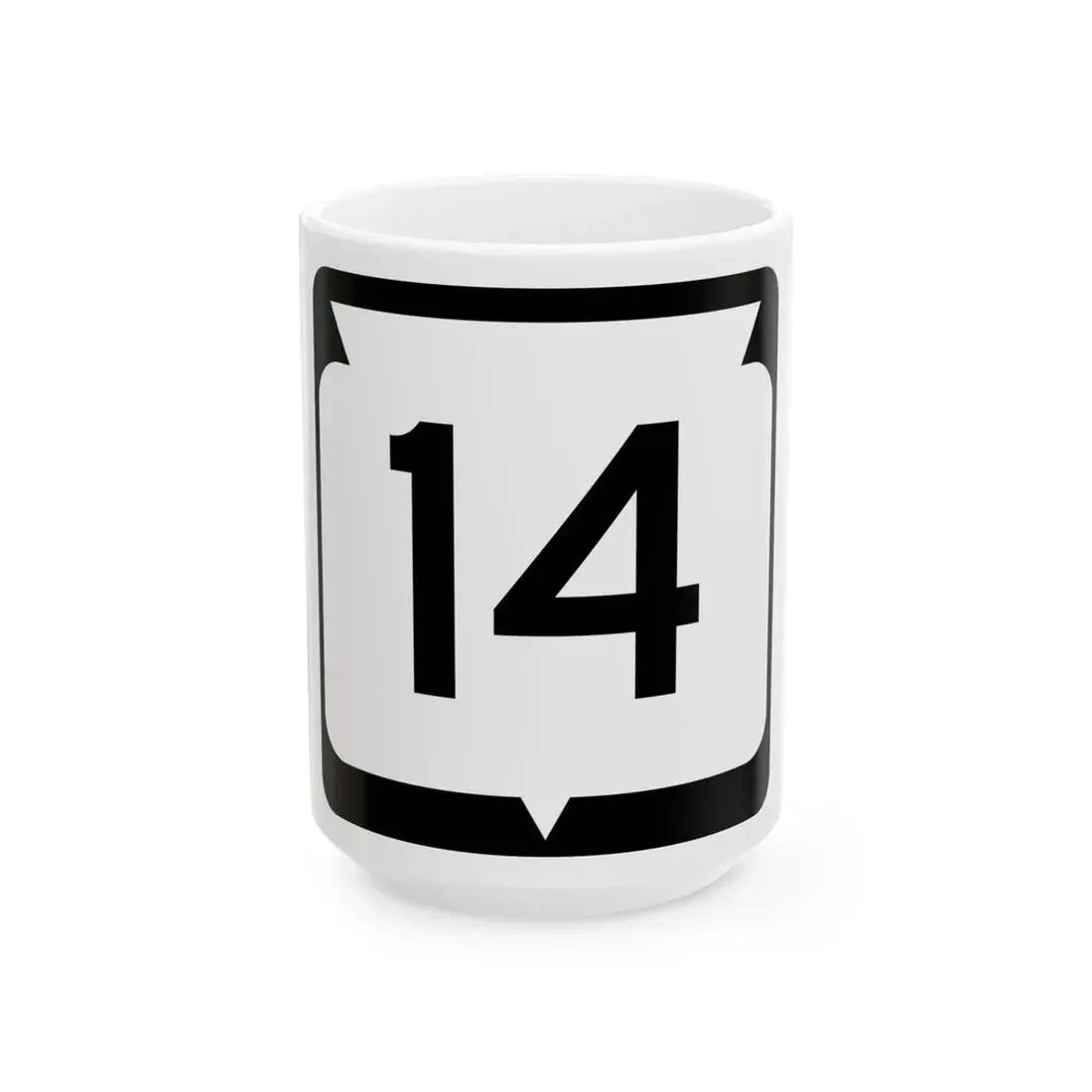 WIS 14 (Wisconsin) (Road Sign) White Coffee Mug 15oz - Go Mug Yourself