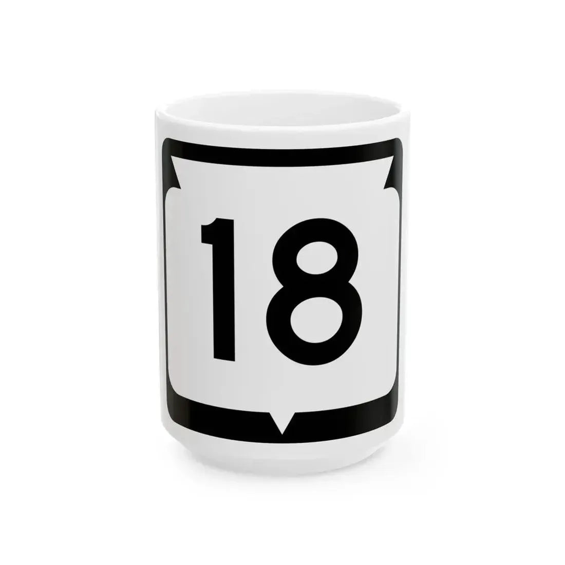WIS 18 (Wisconsin) (Road Sign) White Coffee Mug 15oz - Go Mug Yourself
