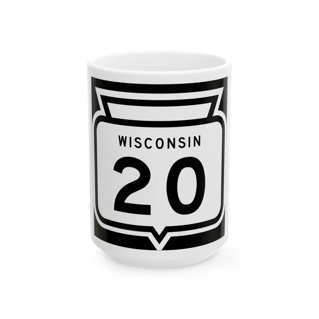 WIS 20 1958 (Wisconsin) (Road Sign) White Coffee Mug 15oz - Go Mug Yourself