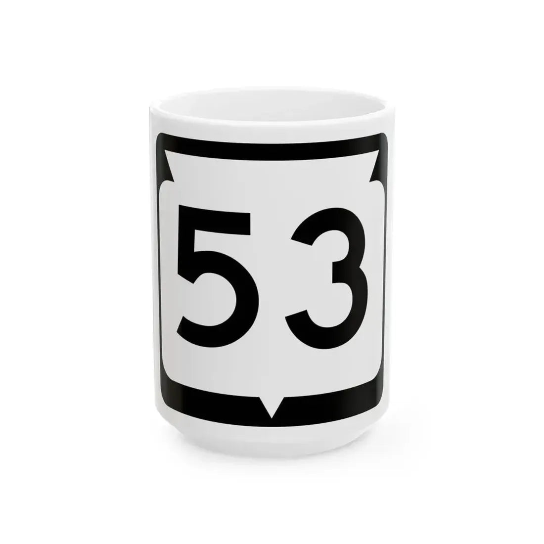 WIS 53 (Wisconsin) (Road Sign) White Coffee Mug 15oz - Go Mug Yourself